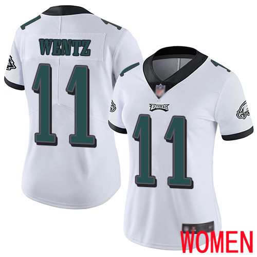 Women Philadelphia Eagles #11 Carson Wentz White Vapor Untouchable NFL Jersey Limited Player Football->women nfl jersey->Women Jersey